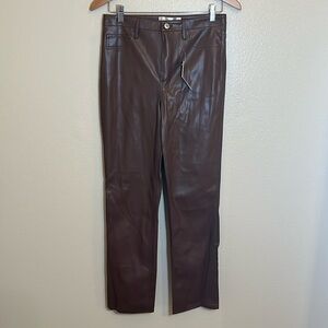 NWT No Boundaries Brown Faux Leather Straight Leg High Rise Pants